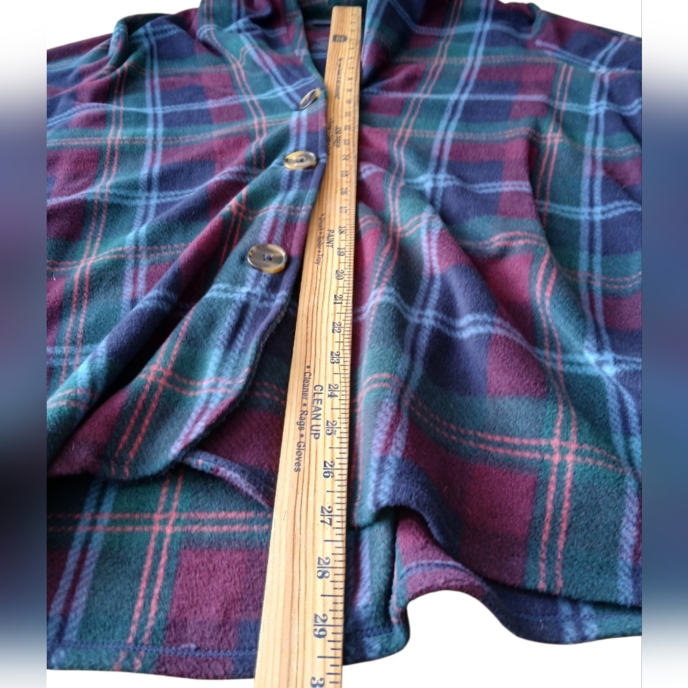 Cuddl Duds Women's Size XL Purple And Green Fleecewear Plaid Cardigan - Picture 3 of 6